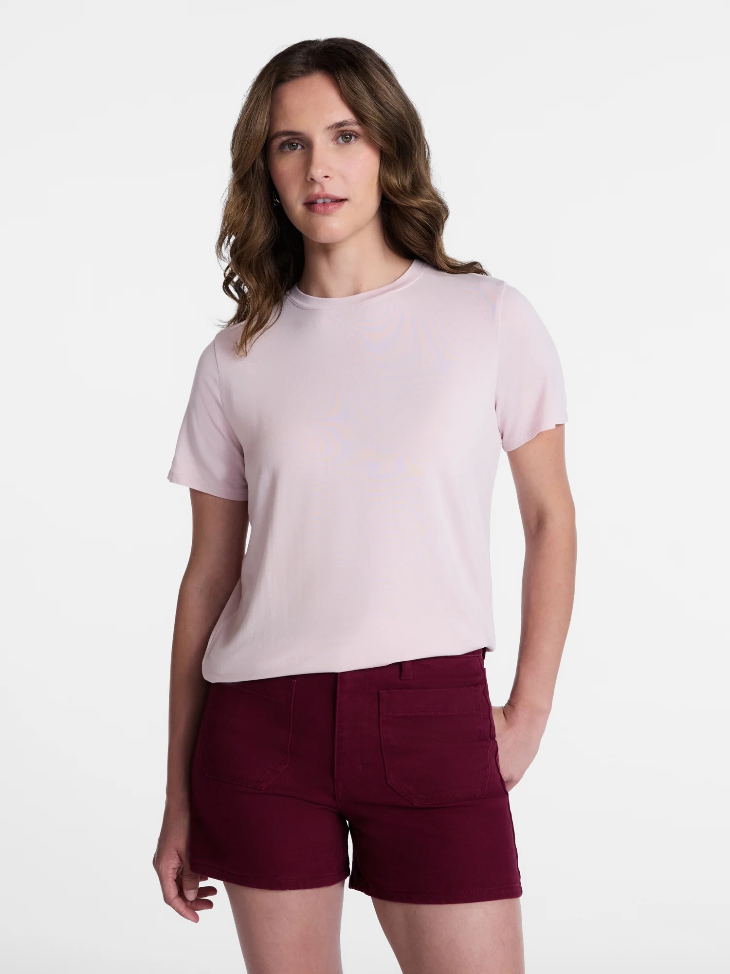 Time and Tru Women's Draped Boxy Tee with Short Sleeves, Sizes XS-XXXL | Walmart (US)