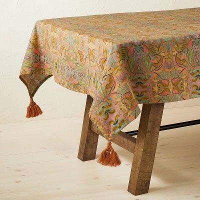 84&#34; x 60&#34; Cotton Tablecloth with Removable Tassels - Opalhouse&#8482; designed with Junga... | Target