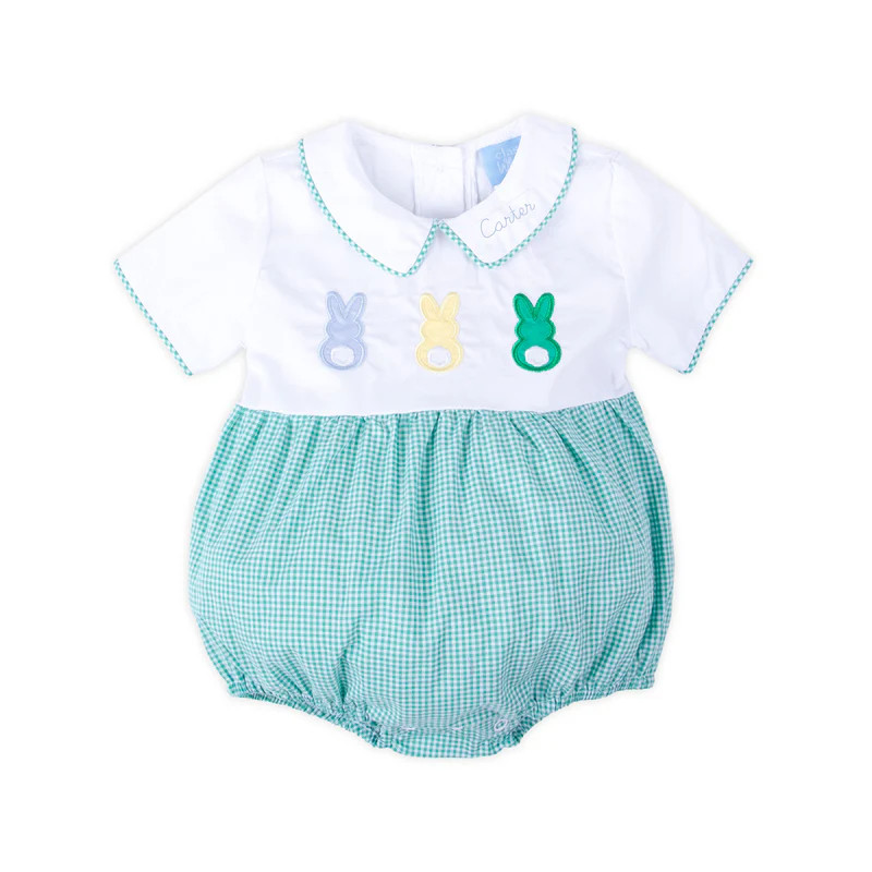 Peeps Green Gingham Collared Bubble | Classic Whimsy