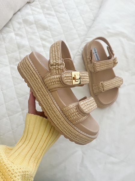 platform raffia sandals - I always size up 1/2 in this brand! Also linked a look-for-less 🫶🏻