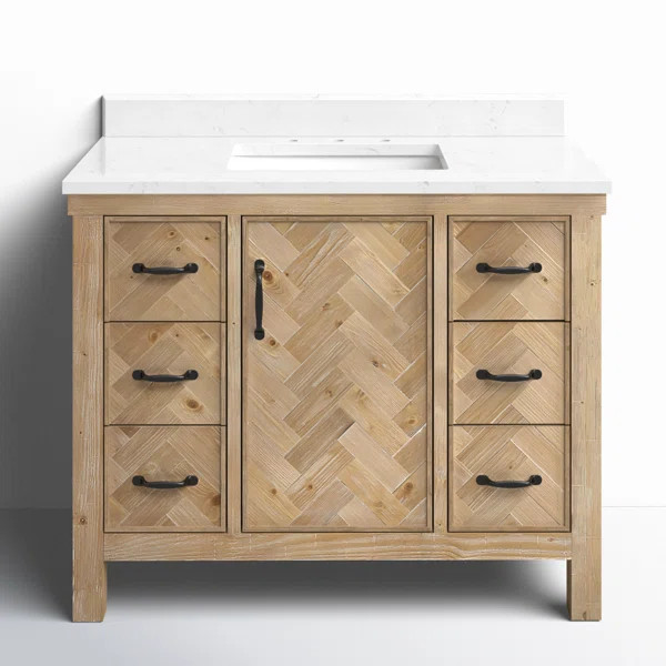 42'' Free Standing Single Bathroom Vanity with Cultured Marble Top | Birch Lane