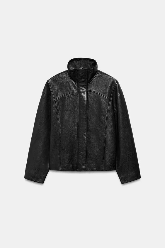 100% LEATHER OVERSIZED JACKET | Zara Canada