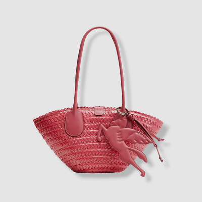 $1180 ETRO Women's Pink Woven Leather Beach Shopping Top Handle Tote Bag | eBay US