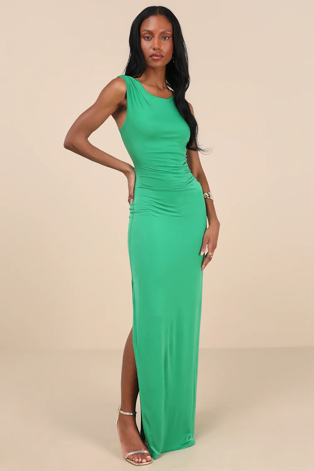 Significant Allure Green Slinky Knit Ruched Maxi Dress | Lulus