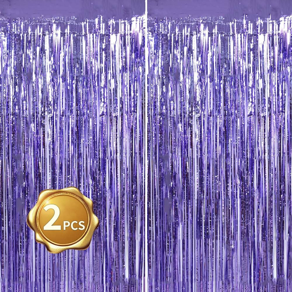 BEISHIDA 2 Pcs Light Purple Lavender Door Streamers Tinsel Curtain Party Streamers Backdrop Fring... | Amazon (US)