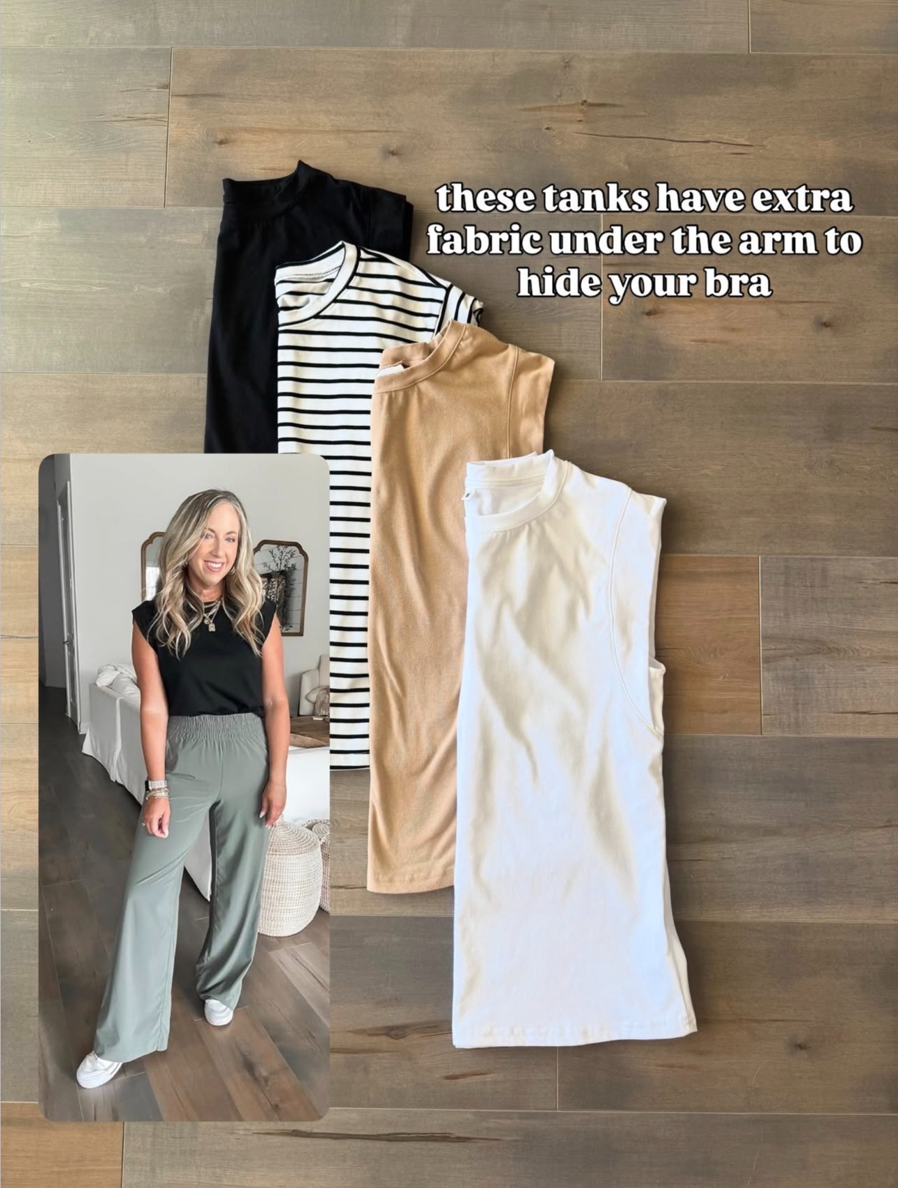 Love these comfy Amazon tank tops! Great for casual days and perfect for warm weather. Extra fabric hides your bra, so no more lines.

Comfortable style, everyday wear, affordable clothing finds, Amazon basics, basic tee, short sleeve, neutral colors, casual outfit inspo, Amazon fashion, spring and summer style.  

 #LTKootd