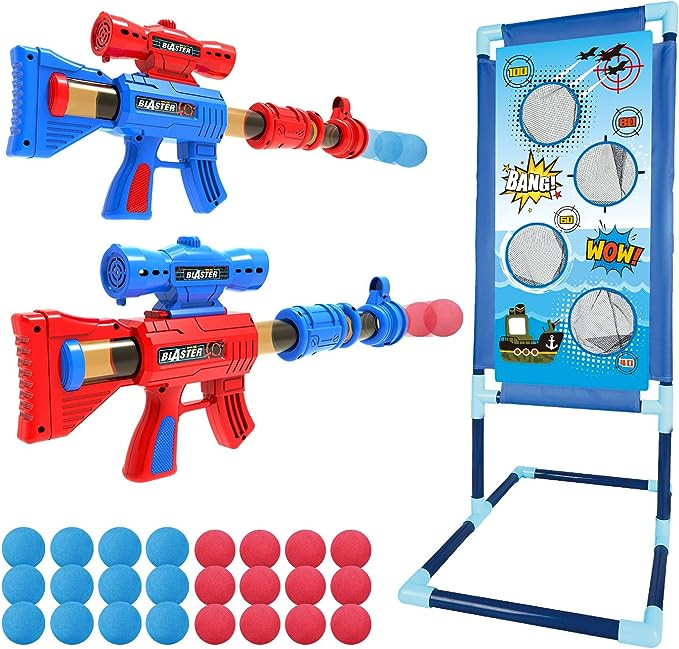 YEEBAY Shooting Game Toy for Age 6, 7, 8,9,10+ Years Old Kids, Boys - 2pk Air Guns & Shooting Tar... | Amazon (US)