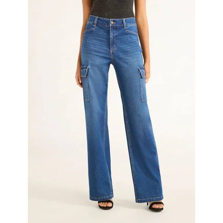 Sofia Jeans Women's and Women's Plus Relaxed Straight High Rise Cargo Jeans, Sizes 0-28W | Walmart (US)