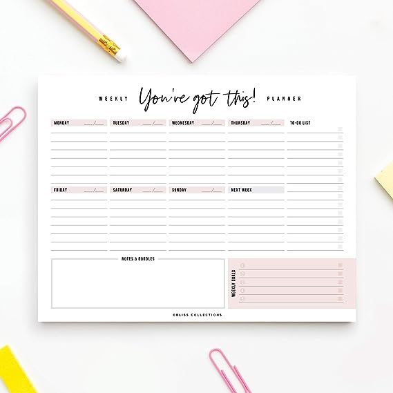 Bliss Collections Weekly Planner 8.5x11 with 50 Undated Tear-Off Sheets, You've Got This Calendar... | Amazon (US)