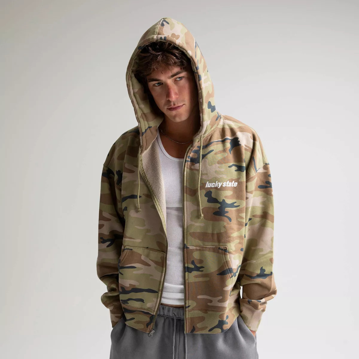 Lucky State Men's Full Zip Hoodie - Light Blue S | Target