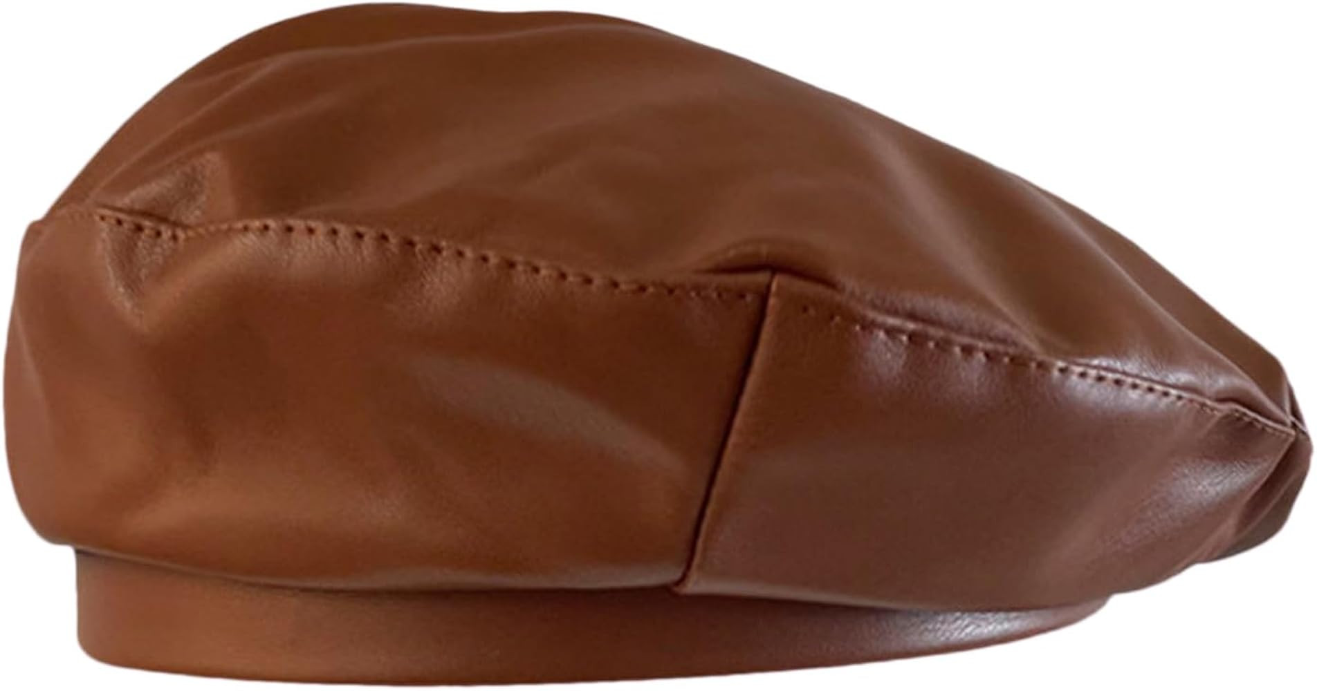 Women PU Leather French Black Beret Hat Causal Beanie Hat | Amazon (US)