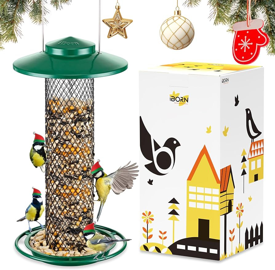 iBorn Peanut Bird Feeder,Sunflower Seed Feeder,13.5 Inch Metal Mesh Tube Bird Feeders for Outdoor... | Amazon (US)
