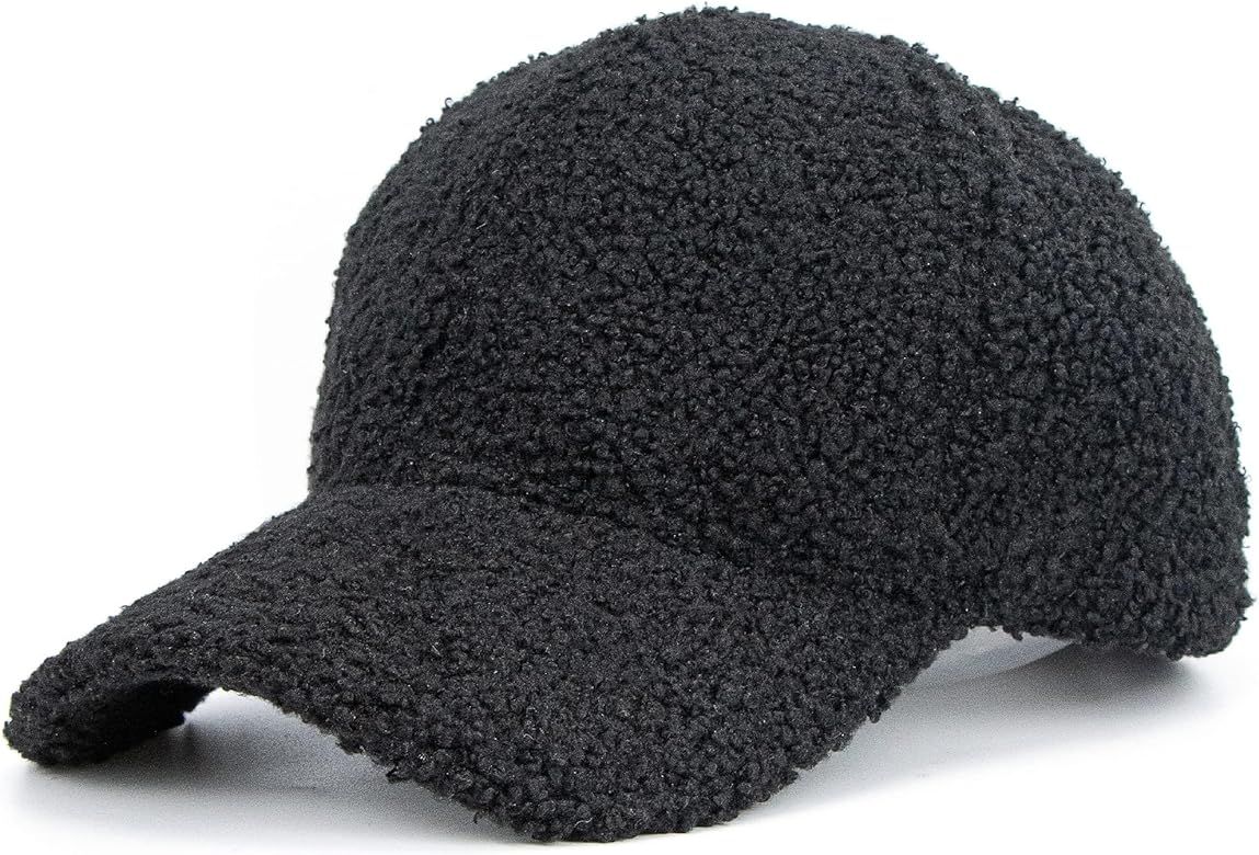 Faux-Sherpa-Baseball-Hat for Women & Men Winter Warm Faux Shearling Baseball Cap Teddy-Fleece Hip-Hop Cap | Amazon (US)