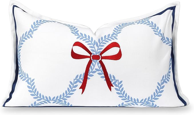 Hofdeco Premium Coastal Hampton Patio Indoor Outdoor Lumbar Pillow Cover Only, 12"x20" Water Repe... | Amazon (US)