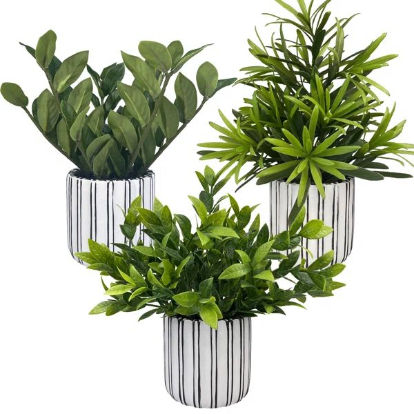 Artificial Fern Decorative Plants in Pot (3 Pieces) | Wayfair North America