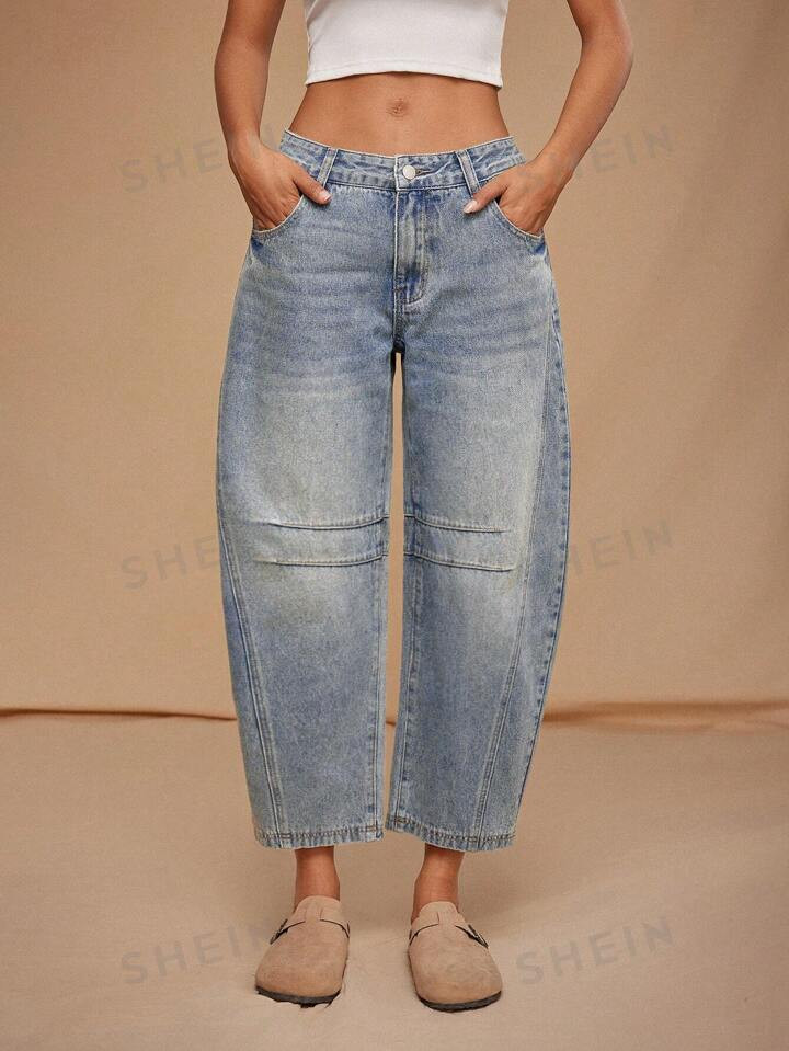 Forever 21 Autumn Winter Low-Waist Distressed Baggy Ankle-Length Jeans | SHEIN