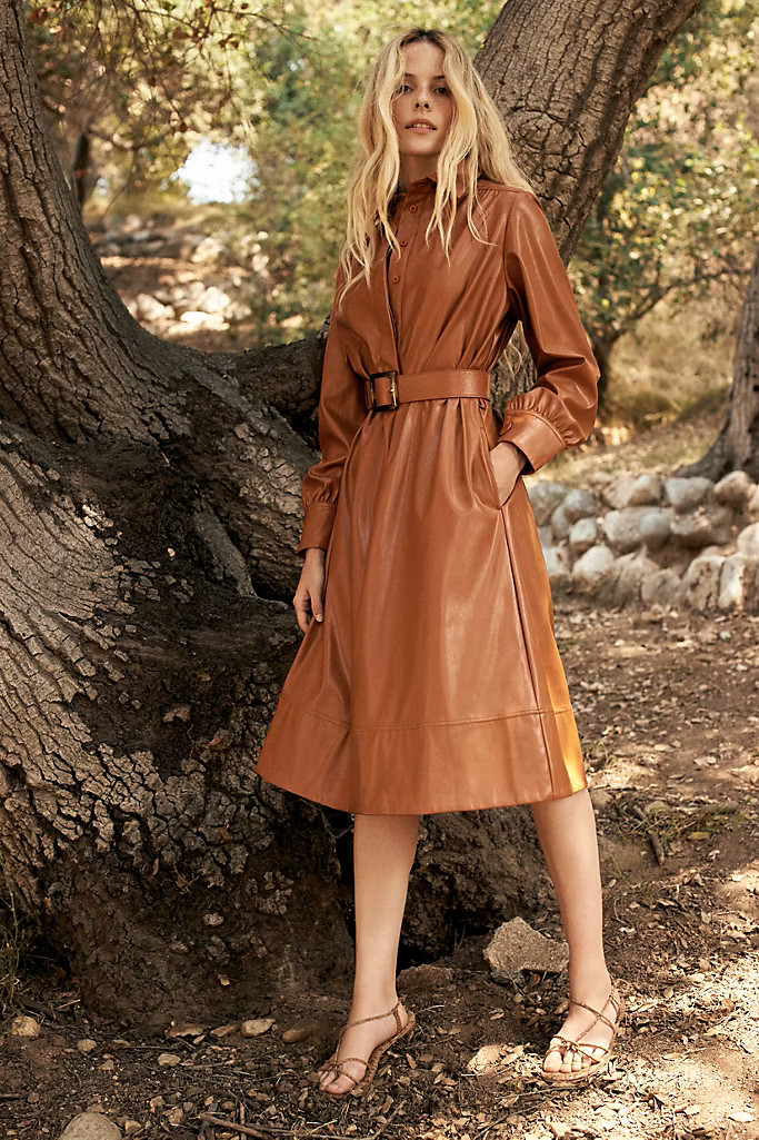 Ripley Faux Leather Midi Dress | Anthropologie (US)