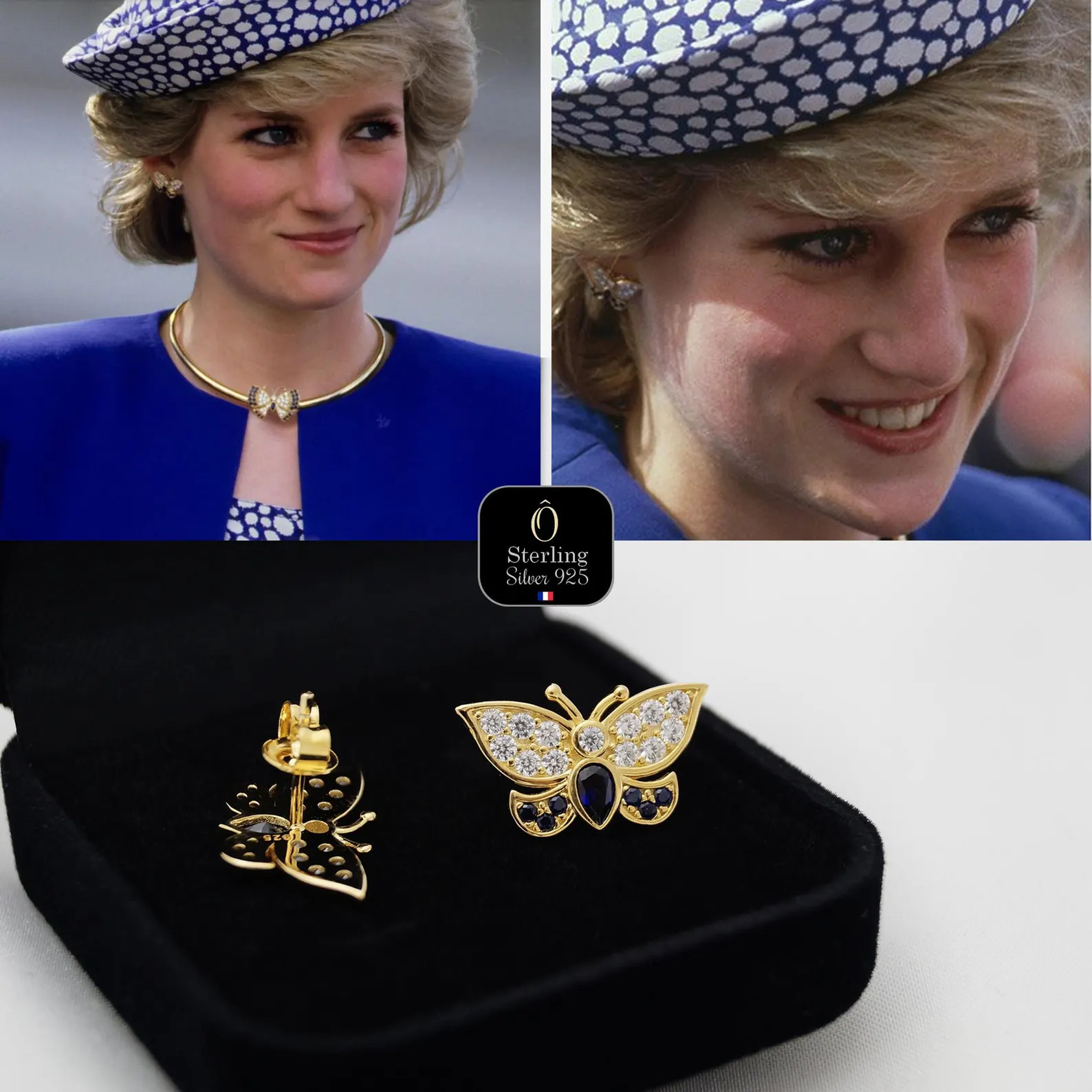 Princess Diana Butterfly Earrings – Faithful Replica in Sterling Silver 925, HQ Stones & Lab-gr... | Etsy (Global)