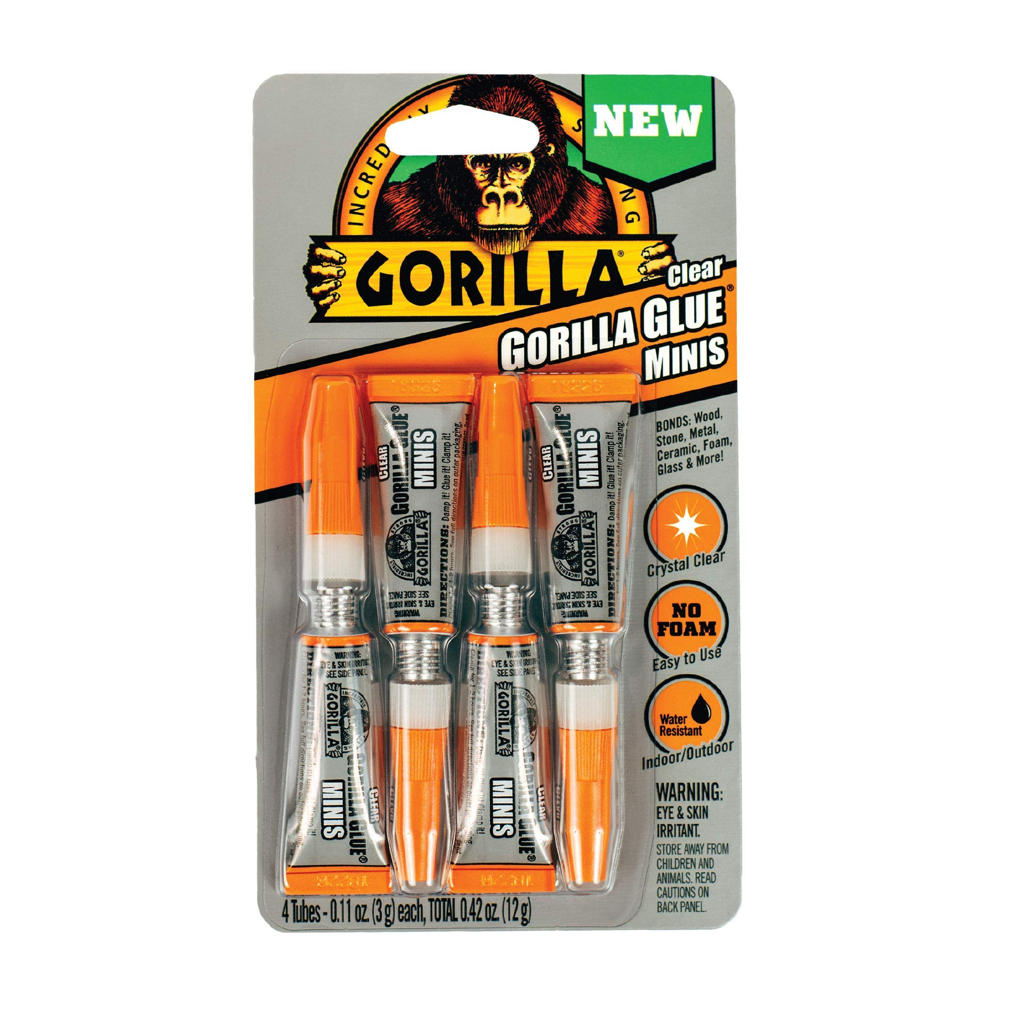 Gorilla Clear Glue, Four 3 Gram Tubes (Pack of 1) - Crystal Clear, All Purpose, and Water Resista... | Amazon (US)
