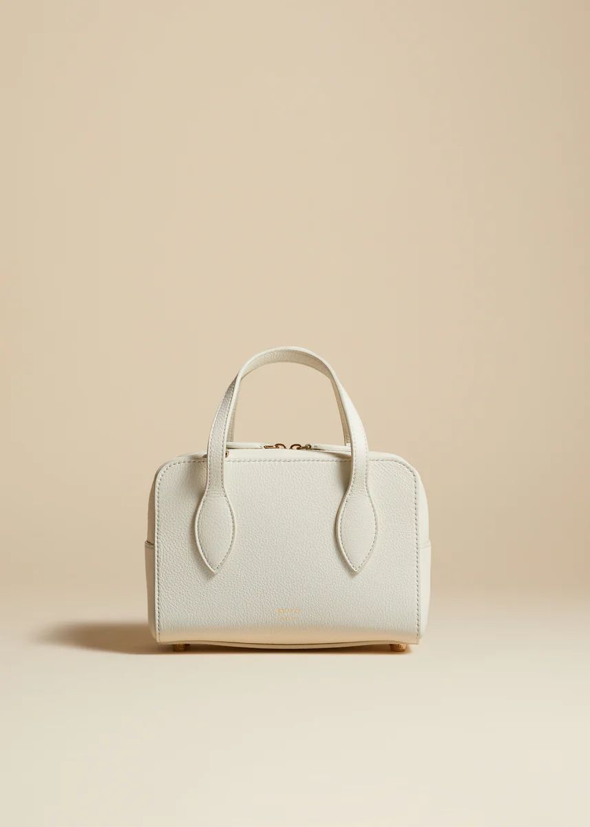 The Small Maeve Crossbody Bag in White Pebbled Leather | Khaite