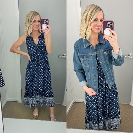 I love this navy midi dress from Walmart! It would be perfect to wear for Memorial Day or 4th of July! I also love this Time and Tru denim jacket! It’s a great denim jacket option is you are looking to save! 
Dress- xs
Jacket- small

#LTKSeasonal #LTKfindsunder50 #LTKstyletip