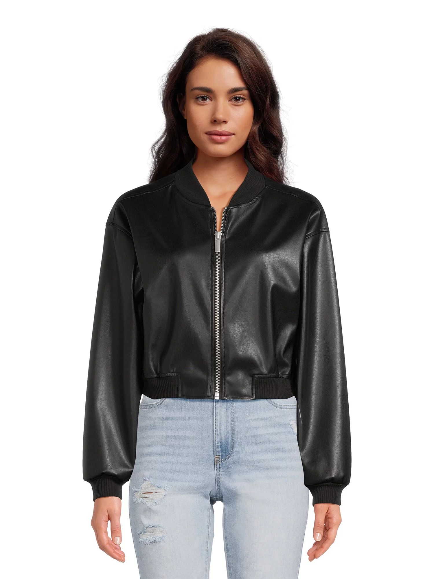 Madden NYC Women's Faux Leather Bomber Jacket, Sizes XS-XXXL - Walmart.com | Walmart (US)