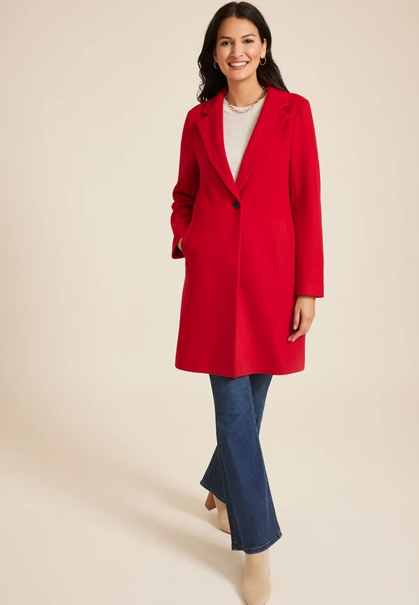 One Button Dress Coat | Maurices