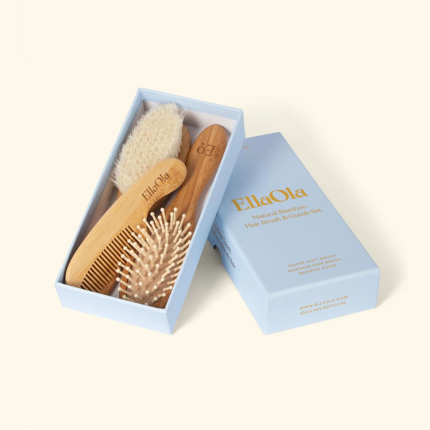 3-Piece Bamboo Brush & Comb Set | EllaOla Brands Inc.