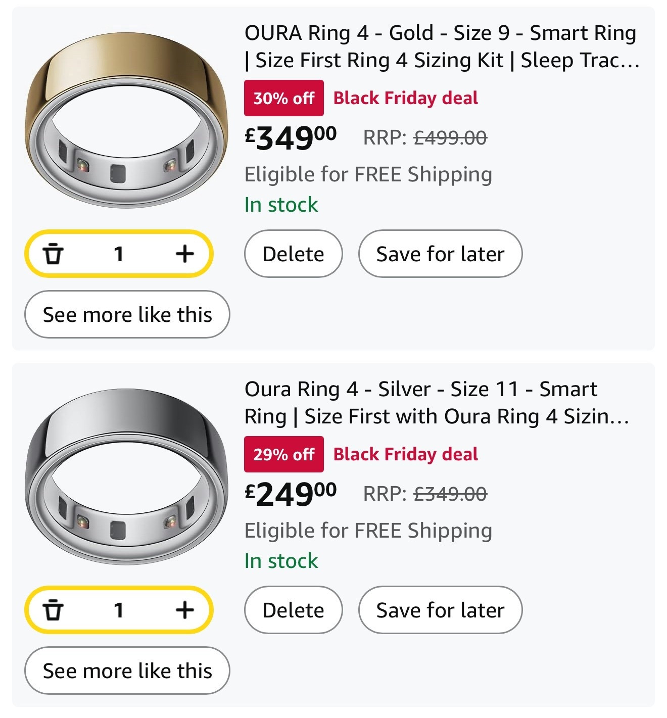 Oura ring is finally discounted! 30% off today but be quick these will sell out! 

#LTKCyberWeek #LTKfitness #LTKgiftguide