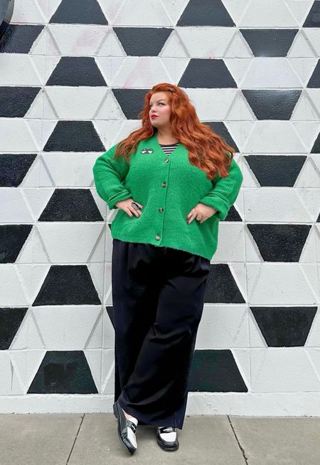 Plus size green chunky cardigan 

#LTKplussize