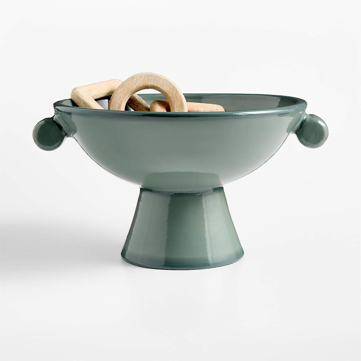 Baron Blue Terracotta Footed Decorative Bowl | Crate & Barrel | Crate & Barrel