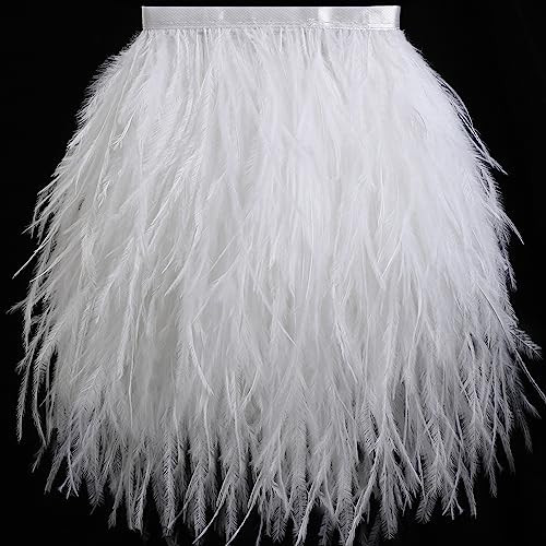 Soarer White Ostrich Feather Trim - 2Yards 5-7inch Feathers Fringe Trim for DIY Sewing Clothing,Wedding,Christmas Home Party(White) | Amazon (US)