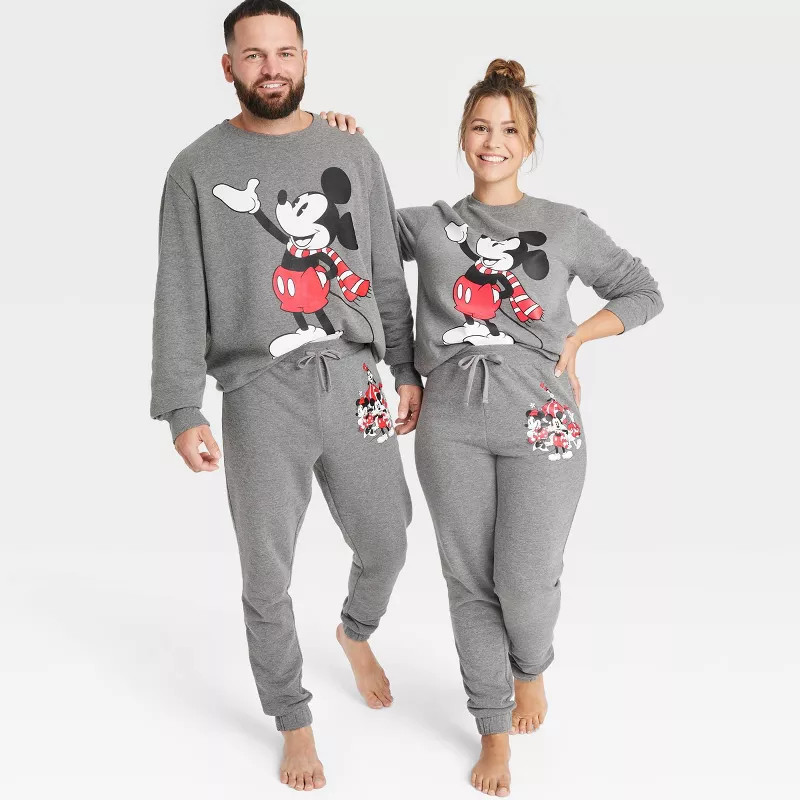 Adult Disney Mickey Mouse Graphic Jogger Pants - Charcoal Gray | Target