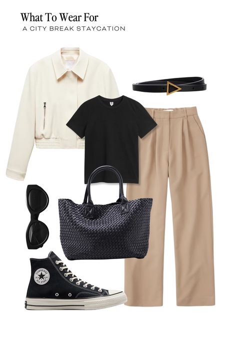 Neutral outfit of the day 🤎 

Bomber jacket, spring style; high street, converse chucks, beige trousers, woven tote bag, casual weekend looks 

#LTKstyletip #LTKSeasonal #LTKeurope