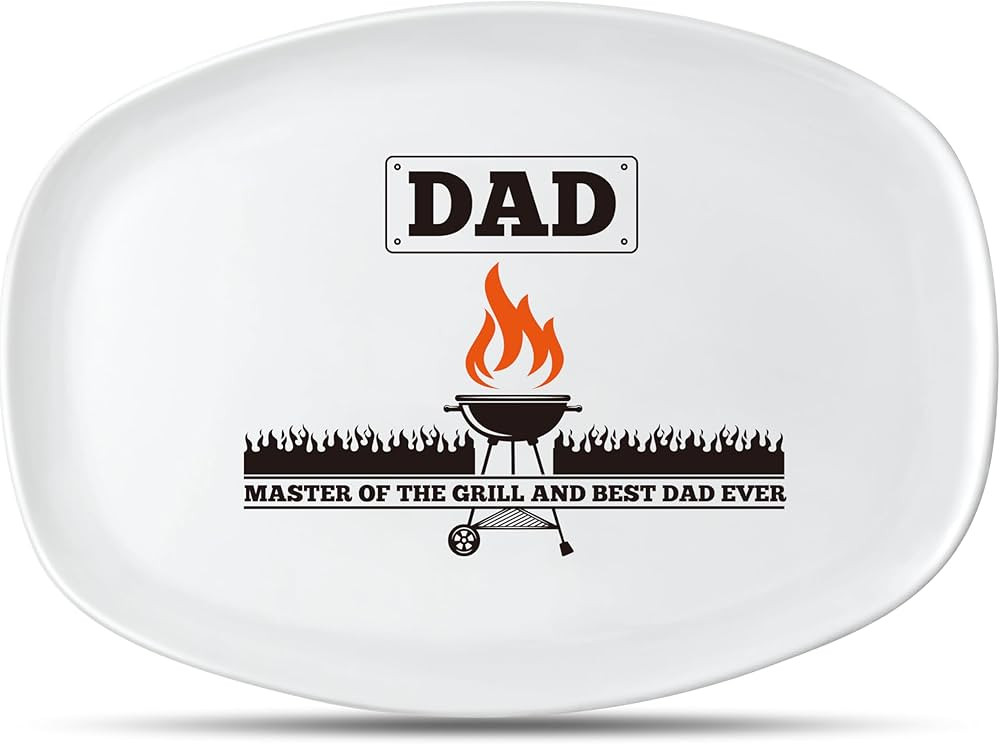 R HORSE Dad Grill Platter Gift Father BBQ Serving Tray Plate Dishes White Oval Serving Dishes Men... | Amazon (US)