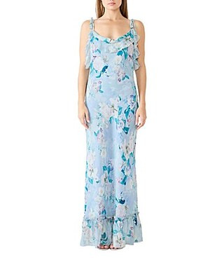 Steve Madden Malenna Floral Print Cowl Neck Sleeveless Chiffon Maxi Dress - XL | Dillard's
