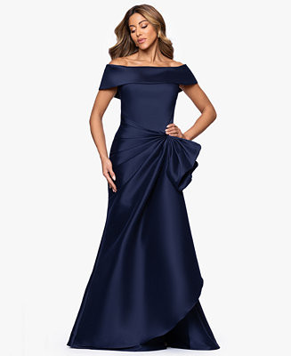 Women's Mikado Off-The-Shoulder Ruffle Gown | Macy's