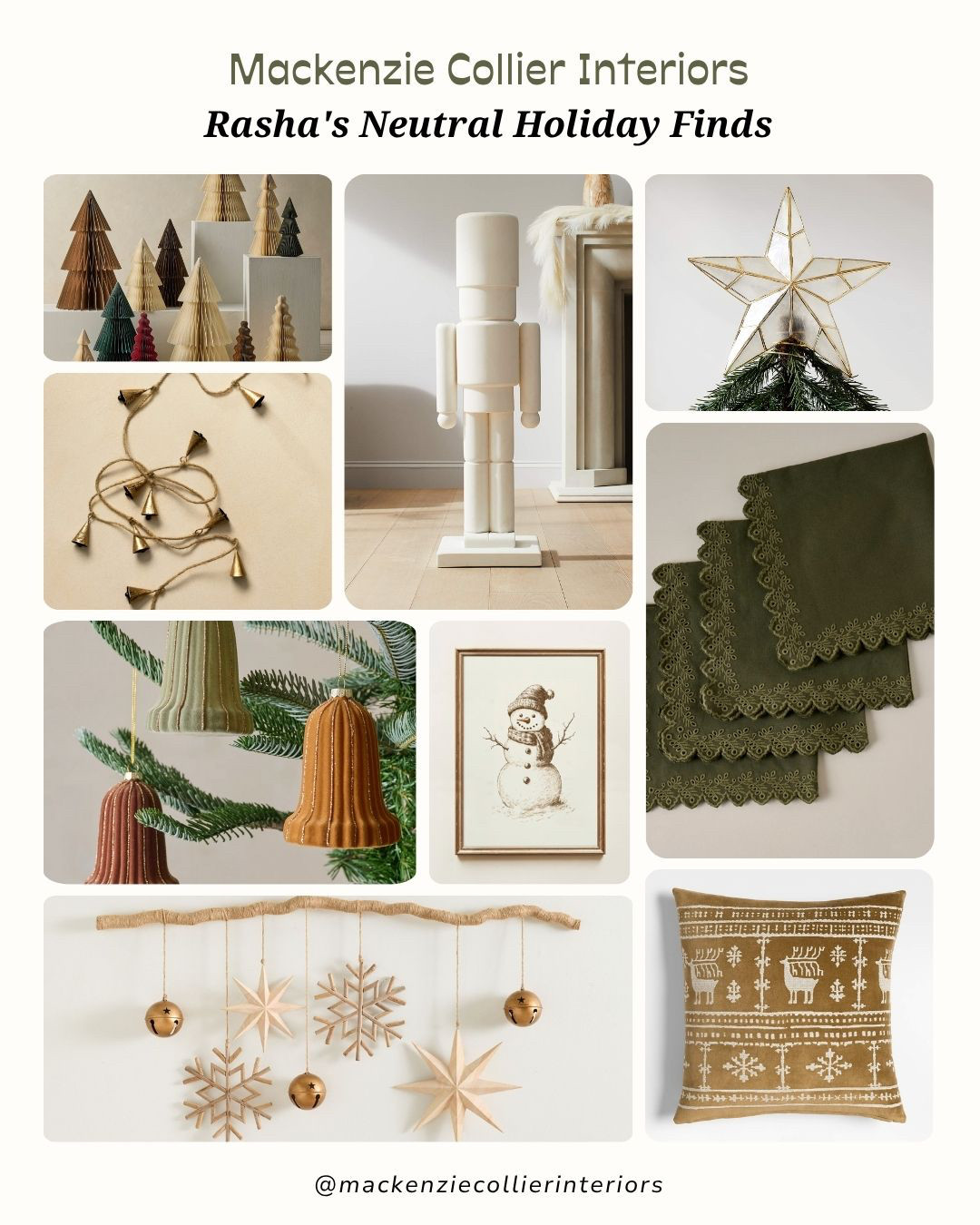 For those who love a calm, elevated take on Christmas, Rasha’s Neutral Holiday Finds bring earthy tones, soft textures, and timeless elegance to your seasonal styling. Think neutral ornaments, woven trees, brass bells, and cozy textiles that create a serene holiday home.

These are the neutral Christmas decor ideas that make minimalism feel festive, perfect for anyone craving a cozy, modern, and organic holiday aesthetic. 

 #LTKGiftGuide #LTKHoliday #LTKSeasonal