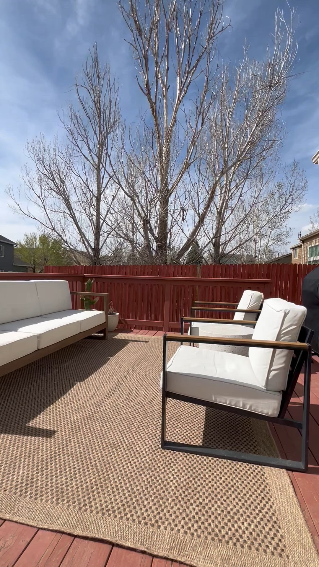 Outdoor patio refresh pt 1. They no longer carry the lounge chairs with a cream cushion but I have liked the exact chair from target. 

#LTKHome