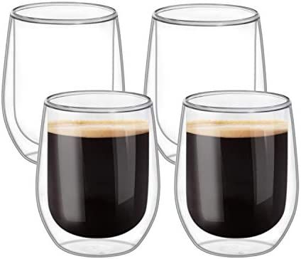 ComSaf Double Walled Glass Coffee Mugs(11 oz/320ml), Thermo Insulated Borosilicate Glasses for Co... | Amazon (US)