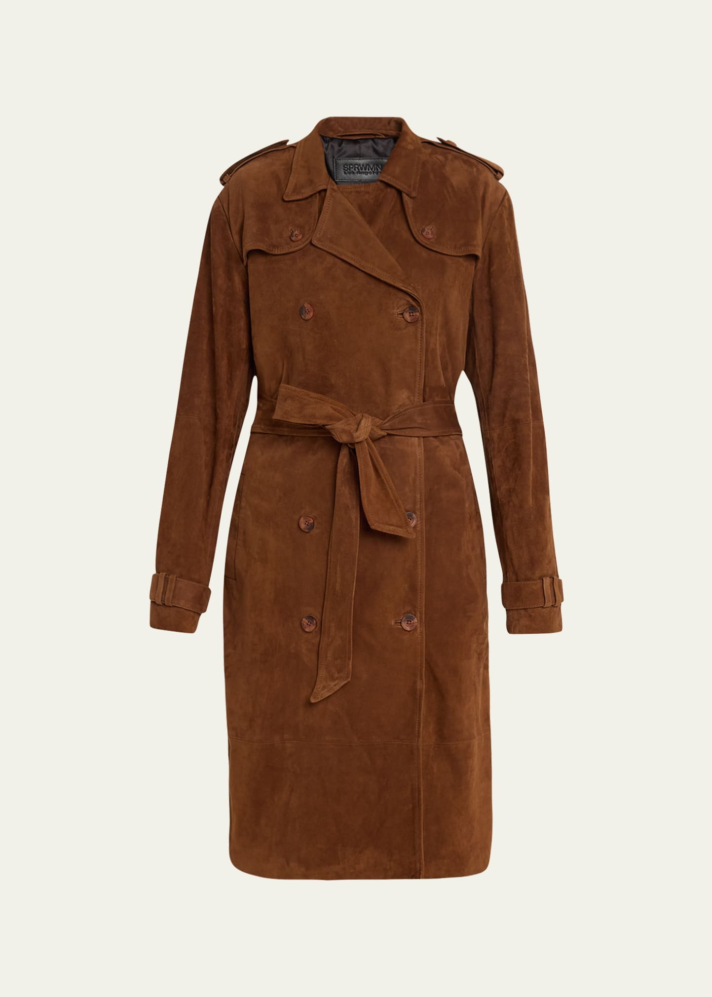 SPRWMN Suede Belted Trench Coat | Bergdorf Goodman