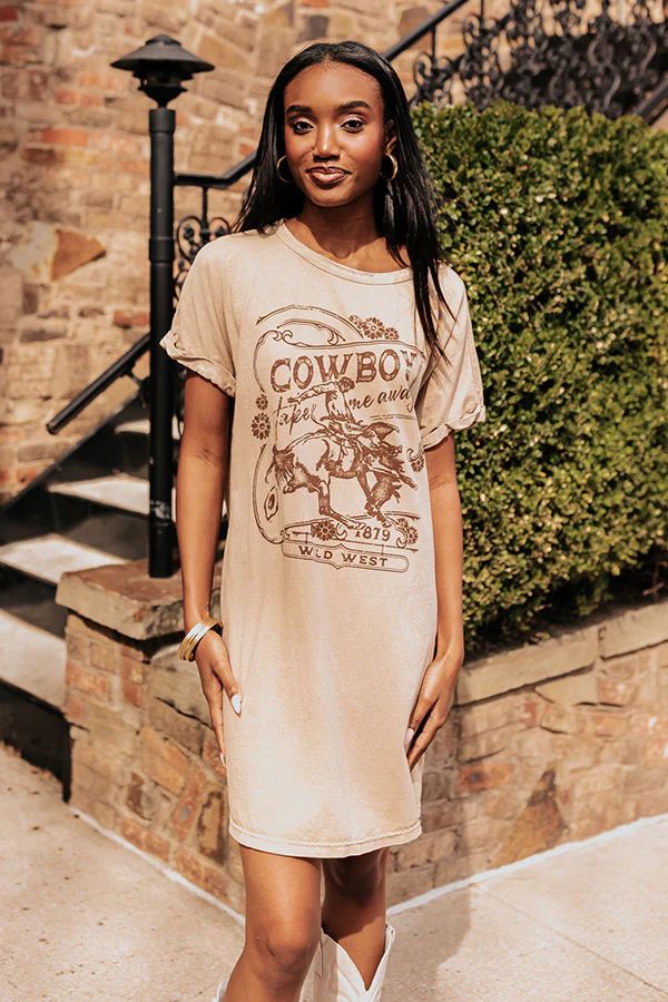 Cowboy Mineral Wash T-Shirt Dress | Impressions Online Boutique