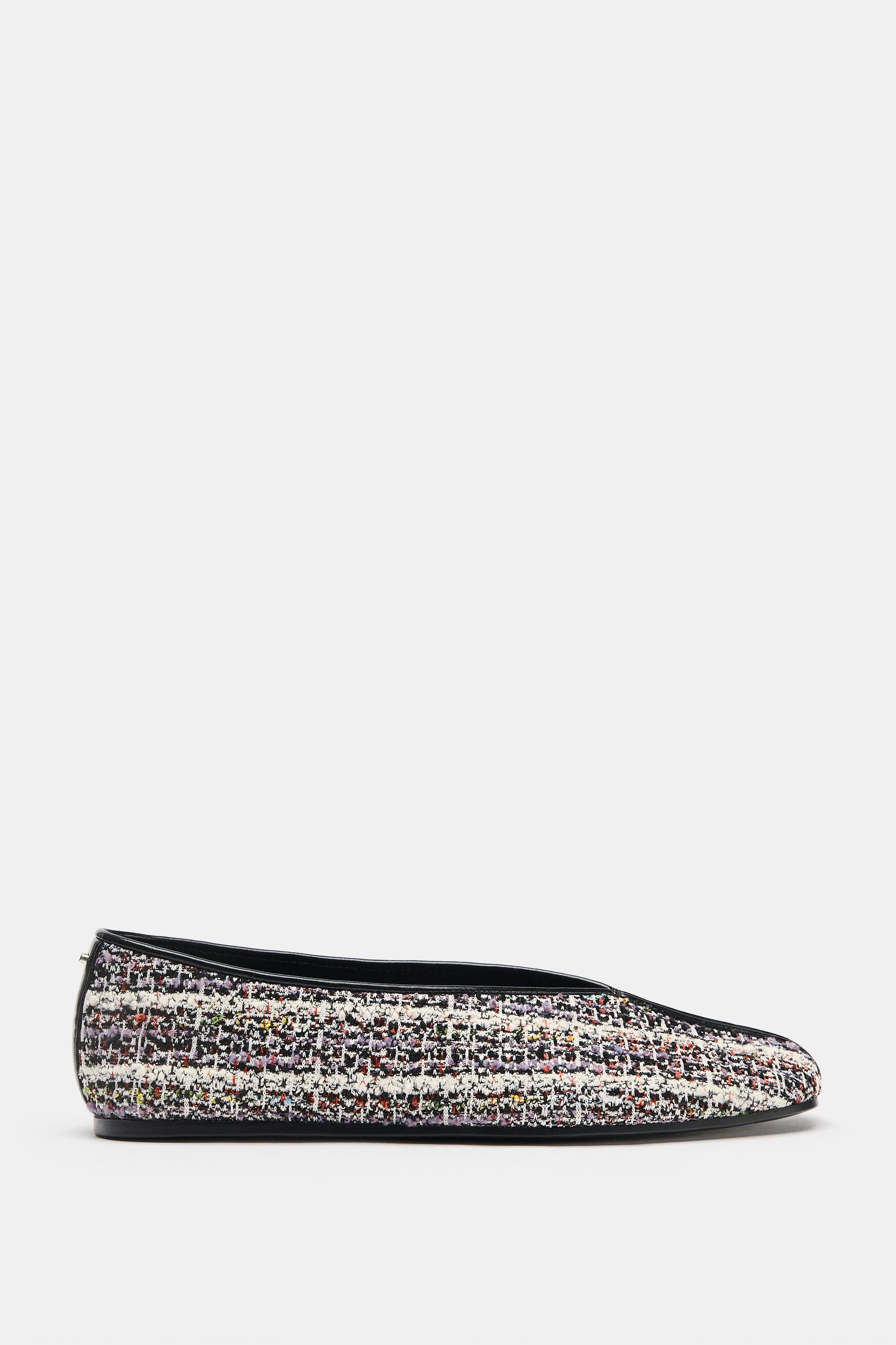CHECKED FABRIC BALLET FLATS | Zara UK
