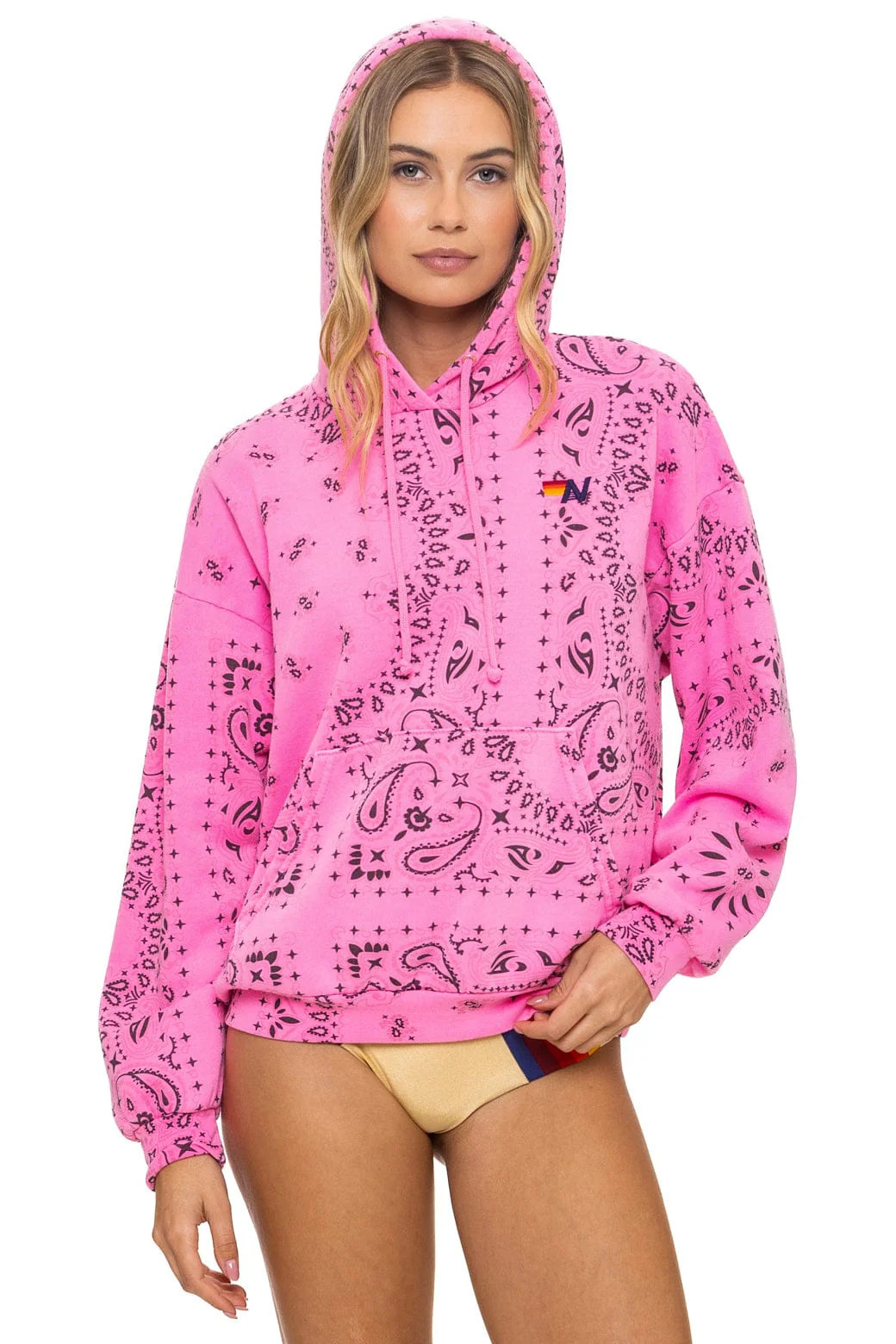 BANDANA RELAXED PULLOVER HOODIE - NEON PINK | Aviator Nation