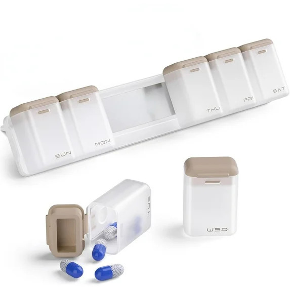 Weekly Pill Organizer Magnetic, Removable Pill Box 7 Day 1 Time a Day, Large Pill Case Travel, We... | Walmart (US)