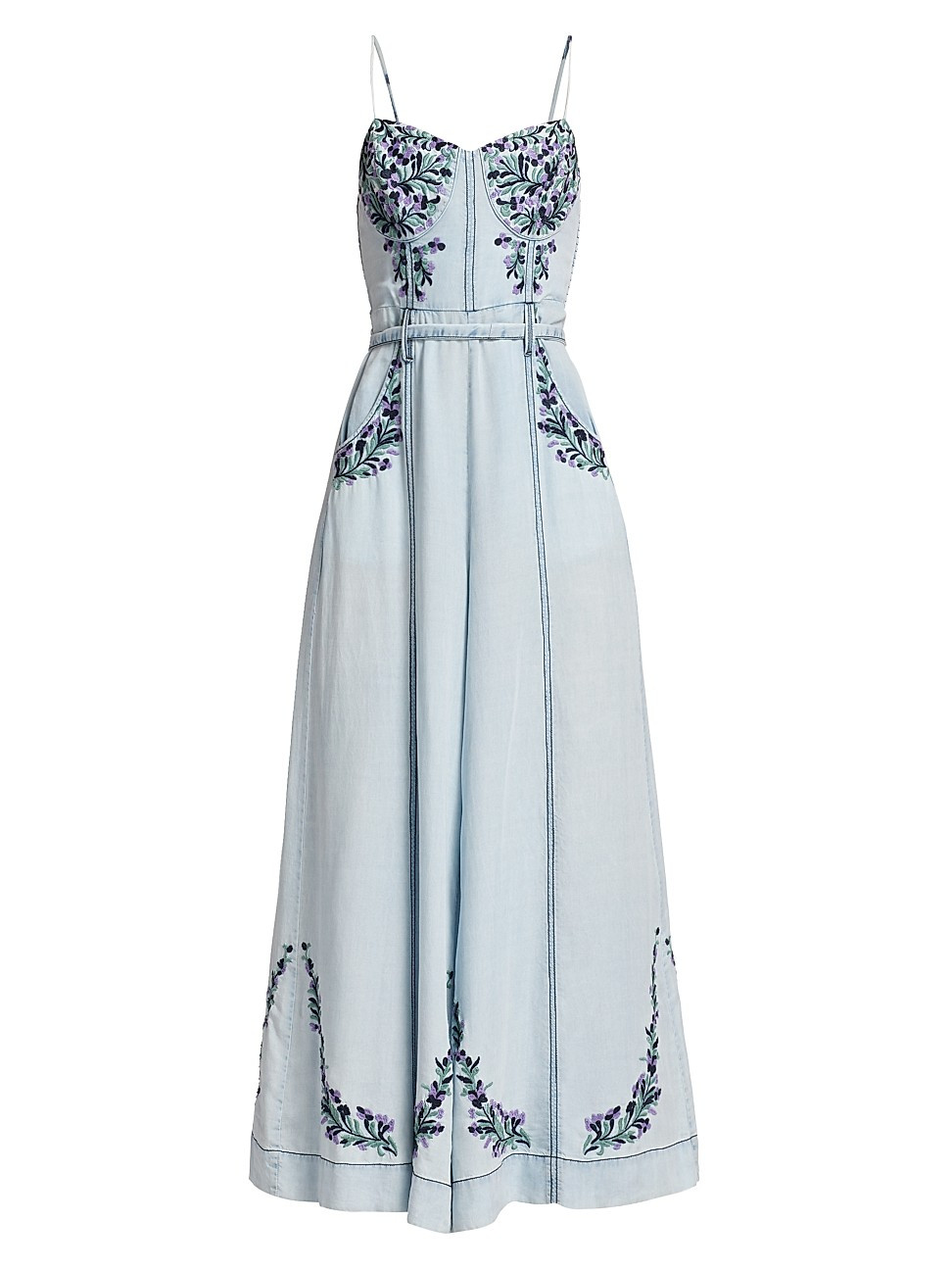 Women's Brigitte Chambray Embroidered Jumpsuit - Dark Indigo Combo - Size Medium - Dark Indigo Combo | Saks Fifth Avenue