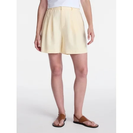 Time and Tru Women's Linen Blend Shorts, 5" Inseam, Sizes XS-XXXL | Walmart (US)