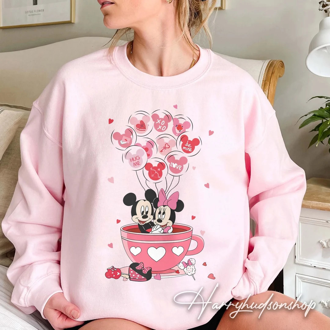 Disney Valentine Sweatshirt, Mickey Minnie Valentine Shirt, Valentine's Day hoodie, Disneyland Va... | Etsy (US)