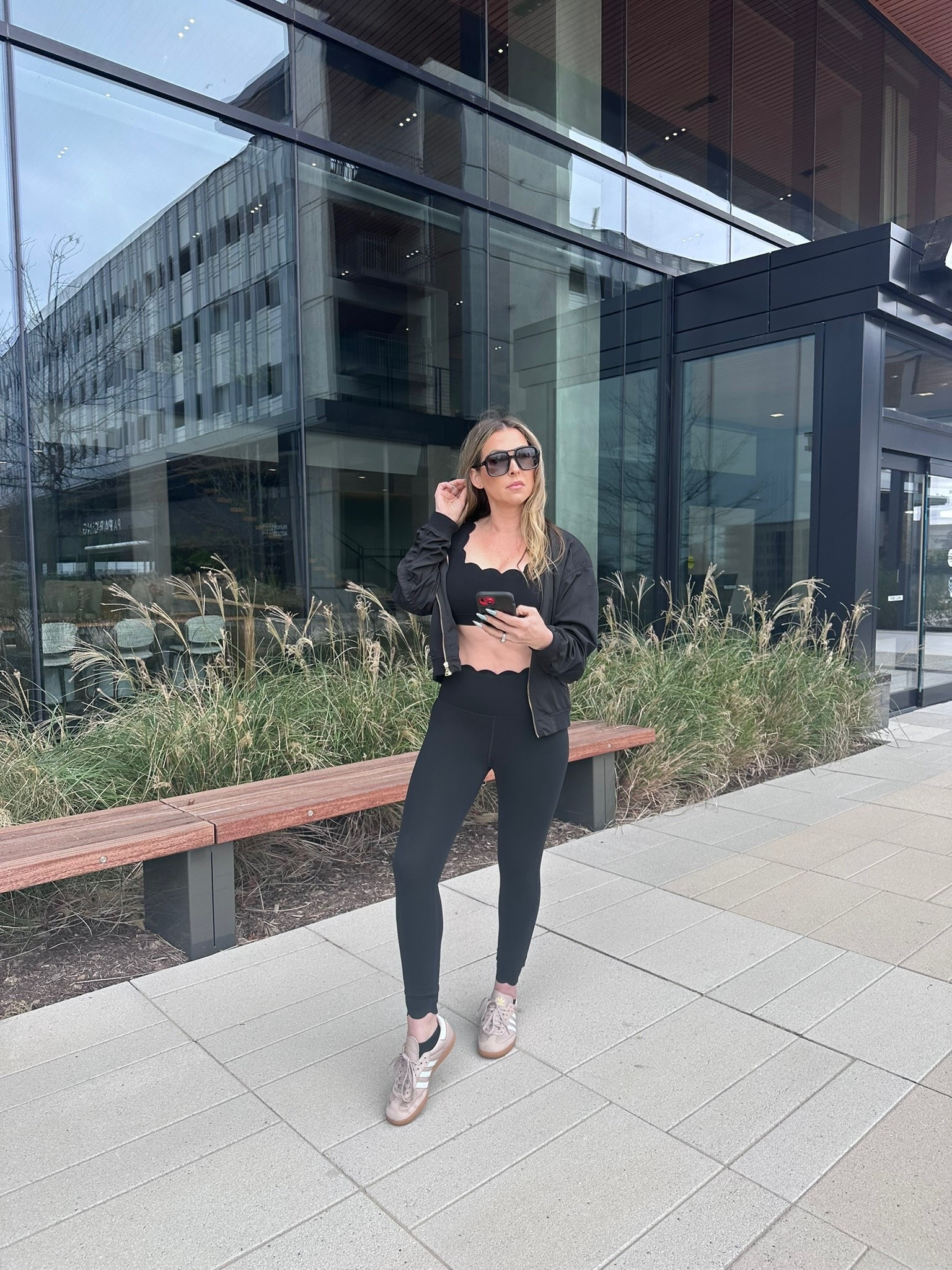 I am still so obsessed with this scallop edge workout set! It adds such a fun detail that just elevates it so much and it can be worn out for errands like I did here. I am wearing it with my fave Adidas sambas, a lightweight jacket, and my fave sunglasses from SOJOS! (You can use my code NICHOLESJ for a discount) All items linked ⬆️

#Itkcreator #Itkfinds
#Itkwatchnow
#workoutset #wiskiiactive #wiskii #leggings #adidas #adidassamba

#LTKSeasonal #LTKActive #LTKStyleTip