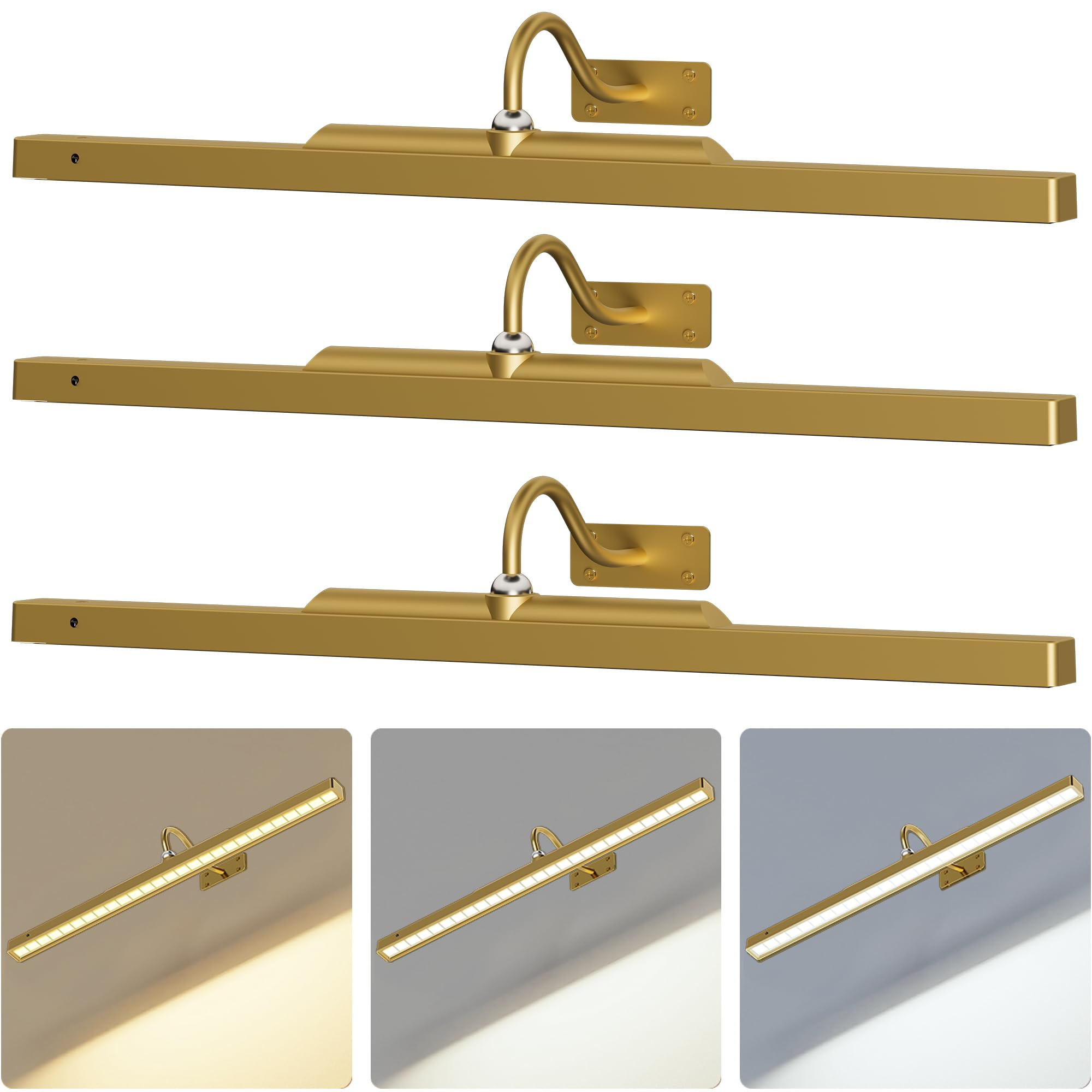 3 Pack Picture Lights Battery Operated 6000mAh - 24Inch Wireless for Gallery, Museum, Mirror, Pic... | Amazon (US)